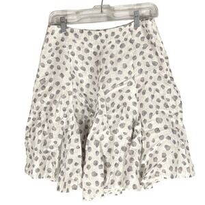 Rostfrei Women's White Skirt with Gray Dot Print size 36 Linen Blend